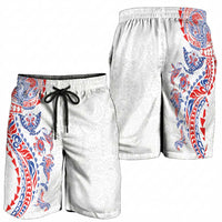 Hawaiian Kakau Tribal Sea Animals Tattoos Shorts for Men Hawaii Flag Color Inspired