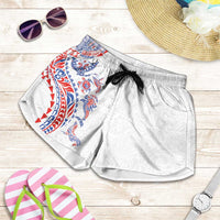 Hawaiian Kakau Tribal Sea Animals Tattoos Shorts for Women Hawaii Flag Color Inspired LT03 Multicolor - Polynesian Pride