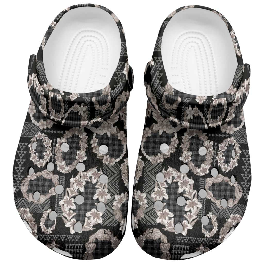 Hawaiian Leis Clogs Shoes Kakau Tattoos and Palaka Pastel Grayscale