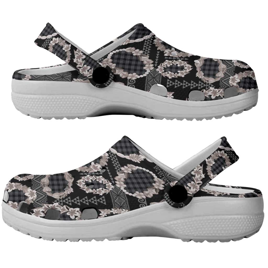 Hawaiian Leis Clogs Shoes Kakau Tattoos and Palaka Pastel Grayscale