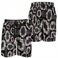 Hawaiian Leis Shorts for Men Kakau Tattoos and Palaka Pastel Grayscale