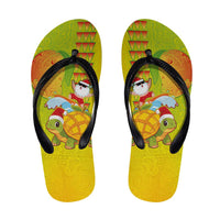 Hawaiian Mango Mele Kalikimaka Flip Flops Santa Claus Surfing with Mango Christmas Turtle