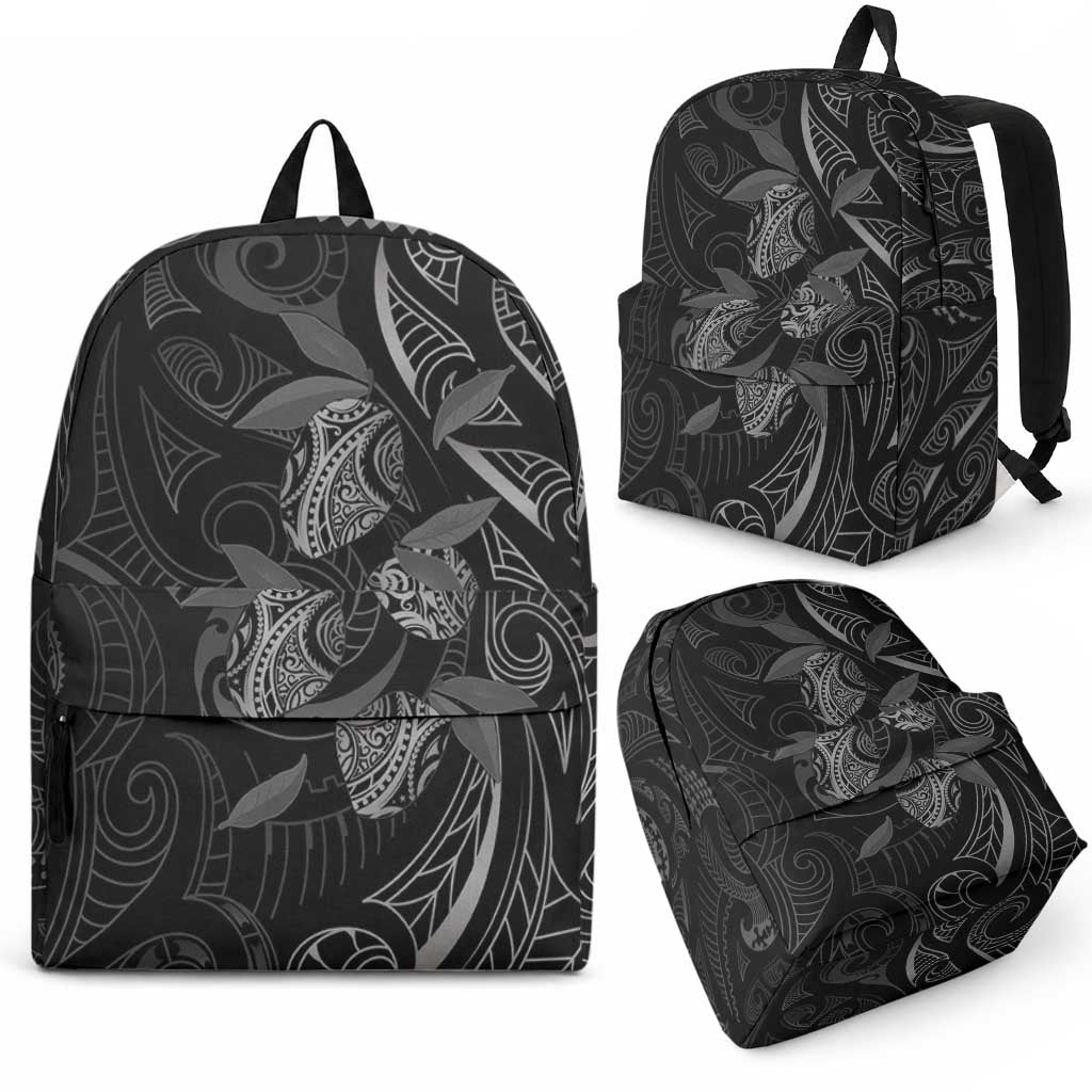 Hawaiian Mango Tribal Tattoo Backpack Black White Pacific Traditional Pattern