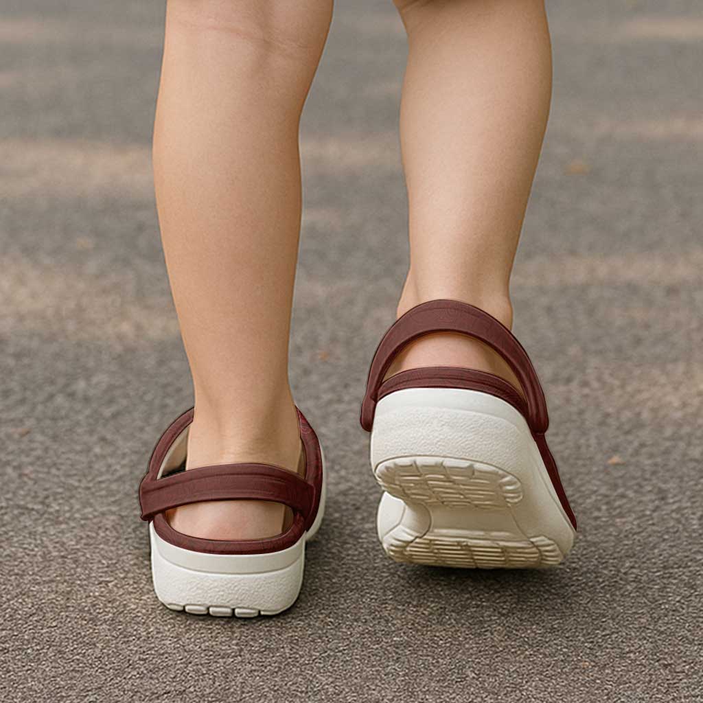 Hawaiian Monk Seal and Whale Clogs Shoes Kakau Tribal Pattern Red Color