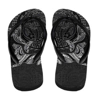 Hawaiian Monk Seal and Whale Flip Flops Kakau Tribal Pattern Grayscale
