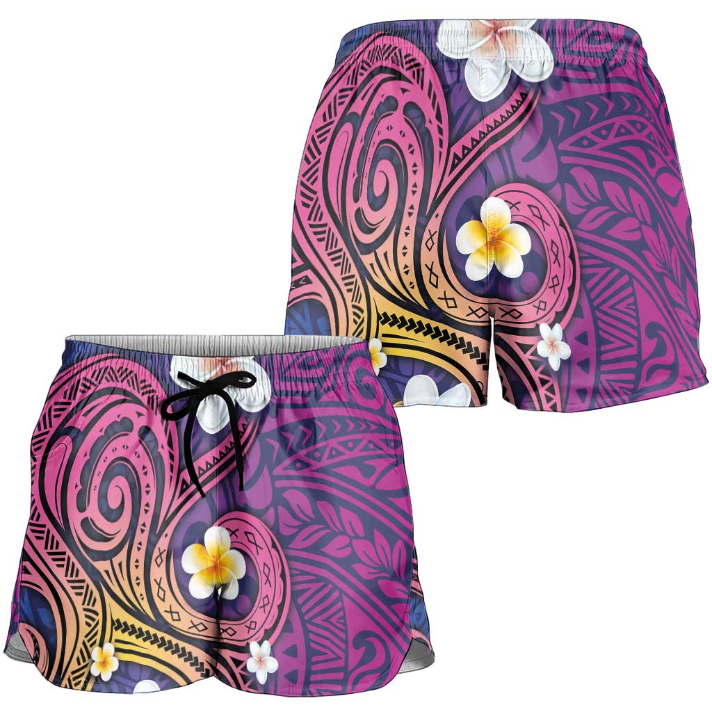 Hawaiian Octopus Tattoo and Frangipani Shorts for Women - Polynesian Pride