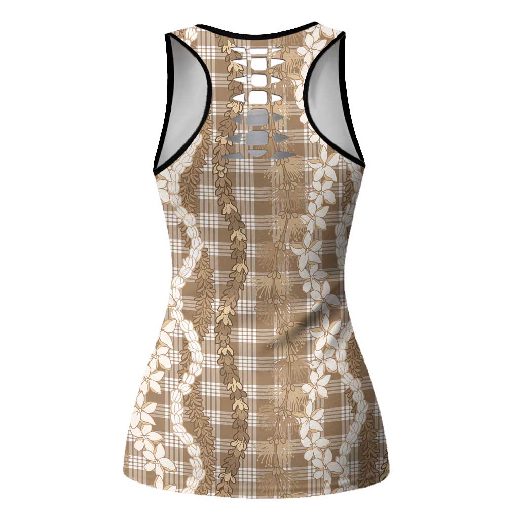 Hawaiian Ohia Lehua Lei Hollow Tank Top Plaid Palaka Kalaihaahaa Pattern - Polynesian Pride