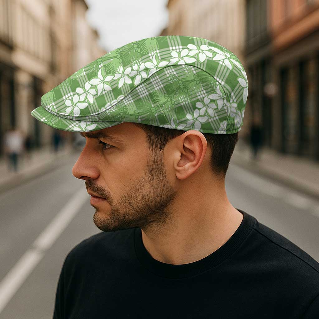 Hawaiian Ohia Lehua Lei Jeff Hat Plaid Palaka Omaomao Pattern - Polynesian Pride