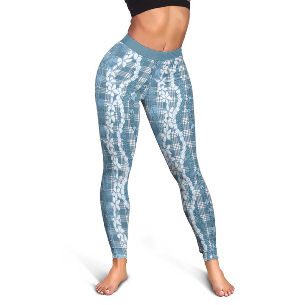 Hawaiian Ohia Lehua Lei Leggings Plaid Palaka Uliuli Omaomao Pattern - Polynesian Pride