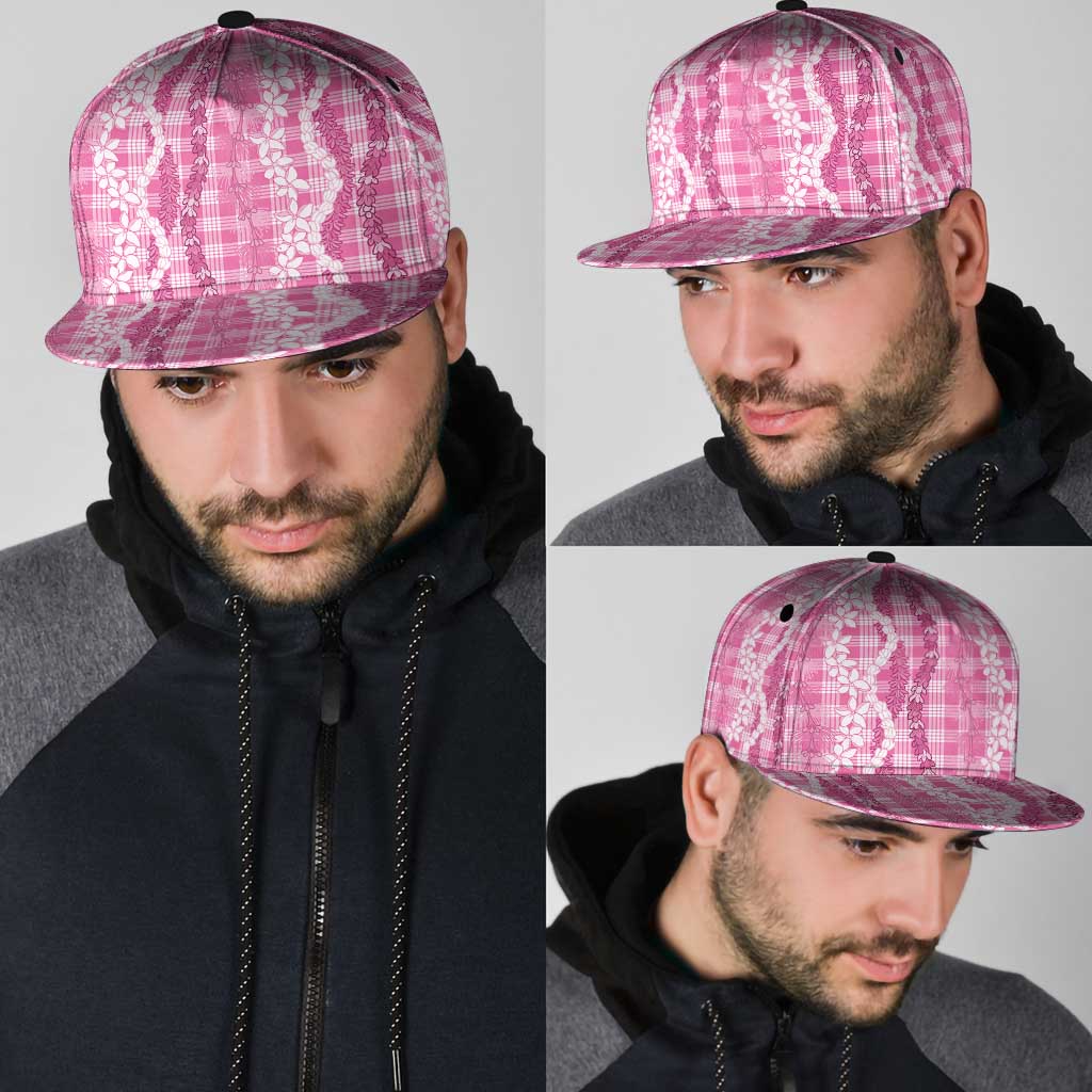 Hawaiian Ohia Lehua Lei Snapback Cap Plaid Palaka Akala Pattern - Polynesian Pride