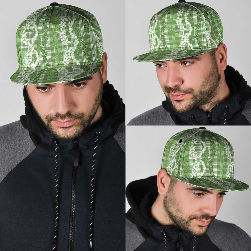 Hawaiian Ohia Lehua Lei Snapback Cap Plaid Palaka Omaomao Pattern - Polynesian Pride
