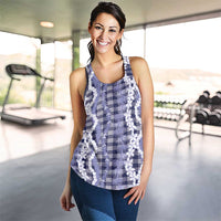 Hawaiian Ohia Lehua Lei Women Racerback Tank Plaid Palaka Uliuli hohonu Pattern LT9 - Polynesian Pride