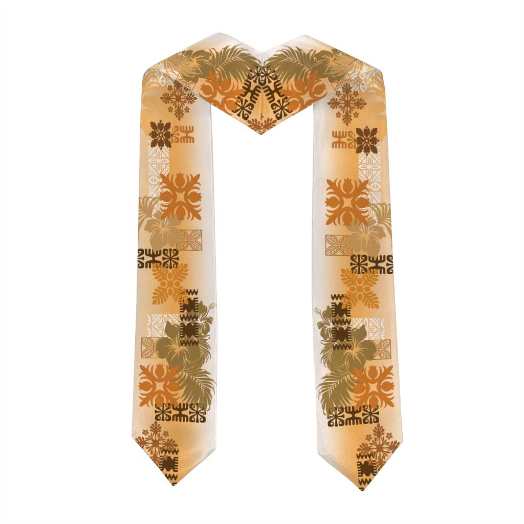 Hawaiian Quilt Graduation Stole Vintage Pattern Brown