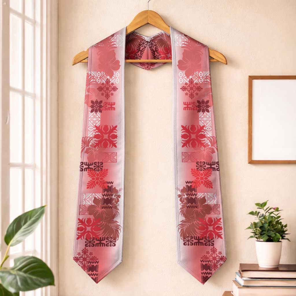 Hawaiian Quilt Graduation Stole Vintage Pattern Red