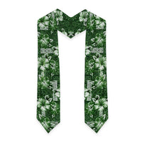 Hawaiian Quilt Pattern Graduation Stole Hibiscus and Tribal Element Vintage Green Vibe