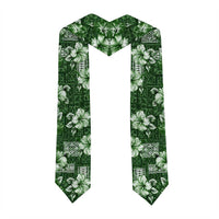 Hawaiian Quilt Pattern Graduation Stole Hibiscus and Tribal Element Vintage Green Vibe