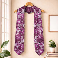 Hawaiian Quilt Pattern Graduation Stole Hibiscus and Tribal Element Vintage Pink Vibe