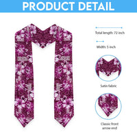 Hawaiian Quilt Pattern Graduation Stole Hibiscus and Tribal Element Vintage Pink Vibe