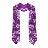 Hawaiian Quilt Pattern Graduation Stole Hibiscus and Tribal Element Vintage Purple Vibe