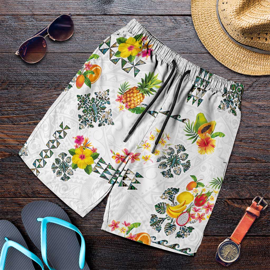 Hawaiian Quilts Shorts for Men Tropical Fruits and Plants