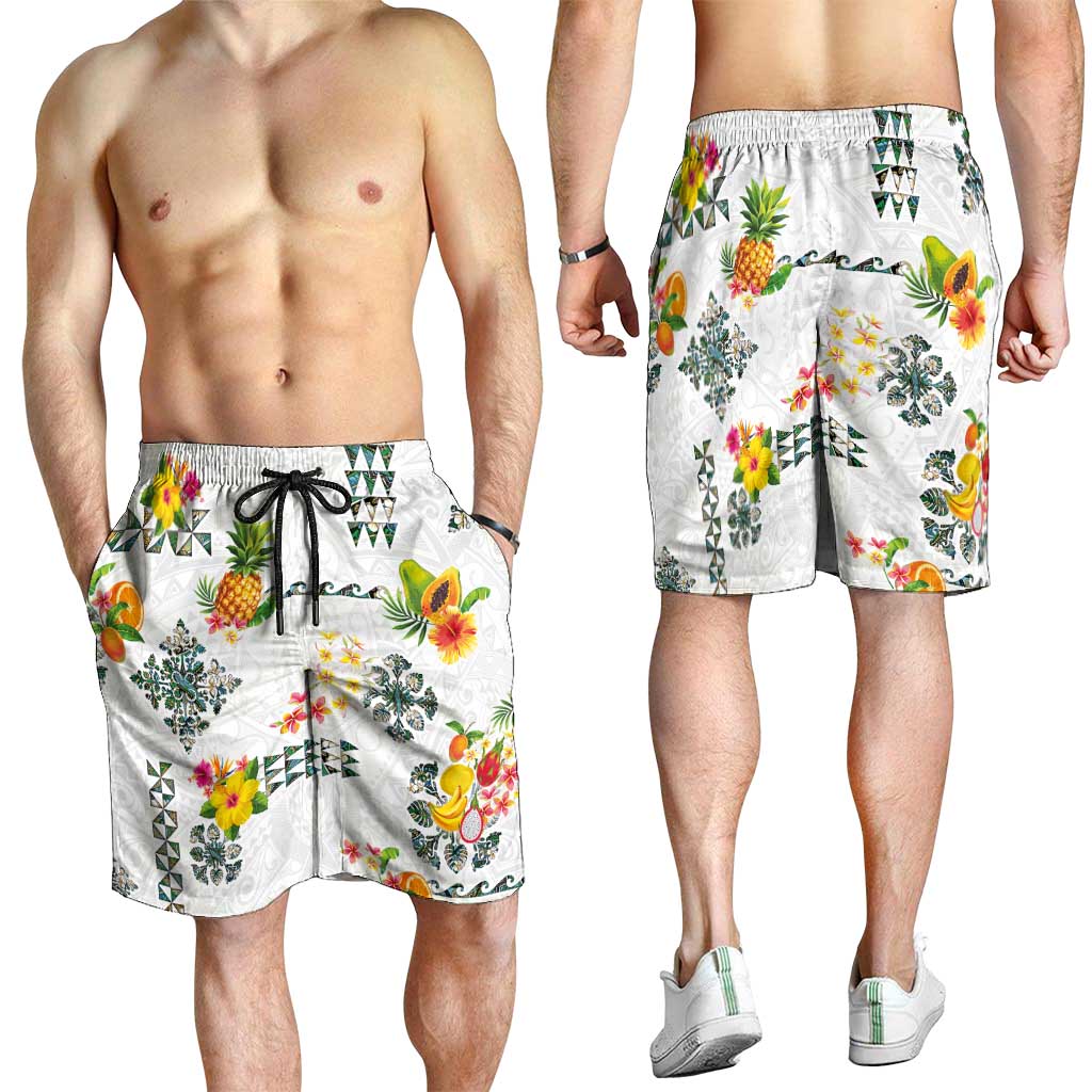 Hawaiian Quilts Shorts for Men Tropical Fruits and Plants