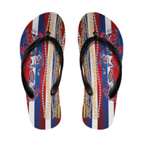 Hawaiian Sea Animals Flip Flops with Lei and Flag Style