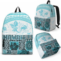 Hawaiian Tapa Backpack Traditional Vintage Pattern Aqua LT05 - Polynesian Pride