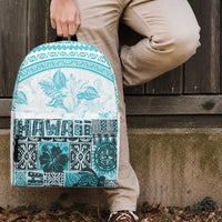 Hawaiian Tapa Backpack Traditional Vintage Pattern Aqua LT05 - Polynesian Pride