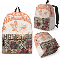 Hawaiian Tapa Backpack Traditional Vintage Pattern Orange LT05 - Polynesian Pride