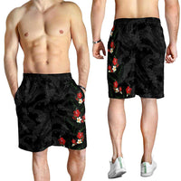 Hawaiian Taro Leaves-Hibiscus and Plumeria Shorts for Men Floral Tribal Tattoo Motif LT03 - Polynesian Pride