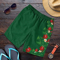 Hawaiian Taro Leaves-Hibiscus and Plumeria Shorts for Men Polynesian Art-Kakau Tattoo Green LT03 Green - Polynesian Pride