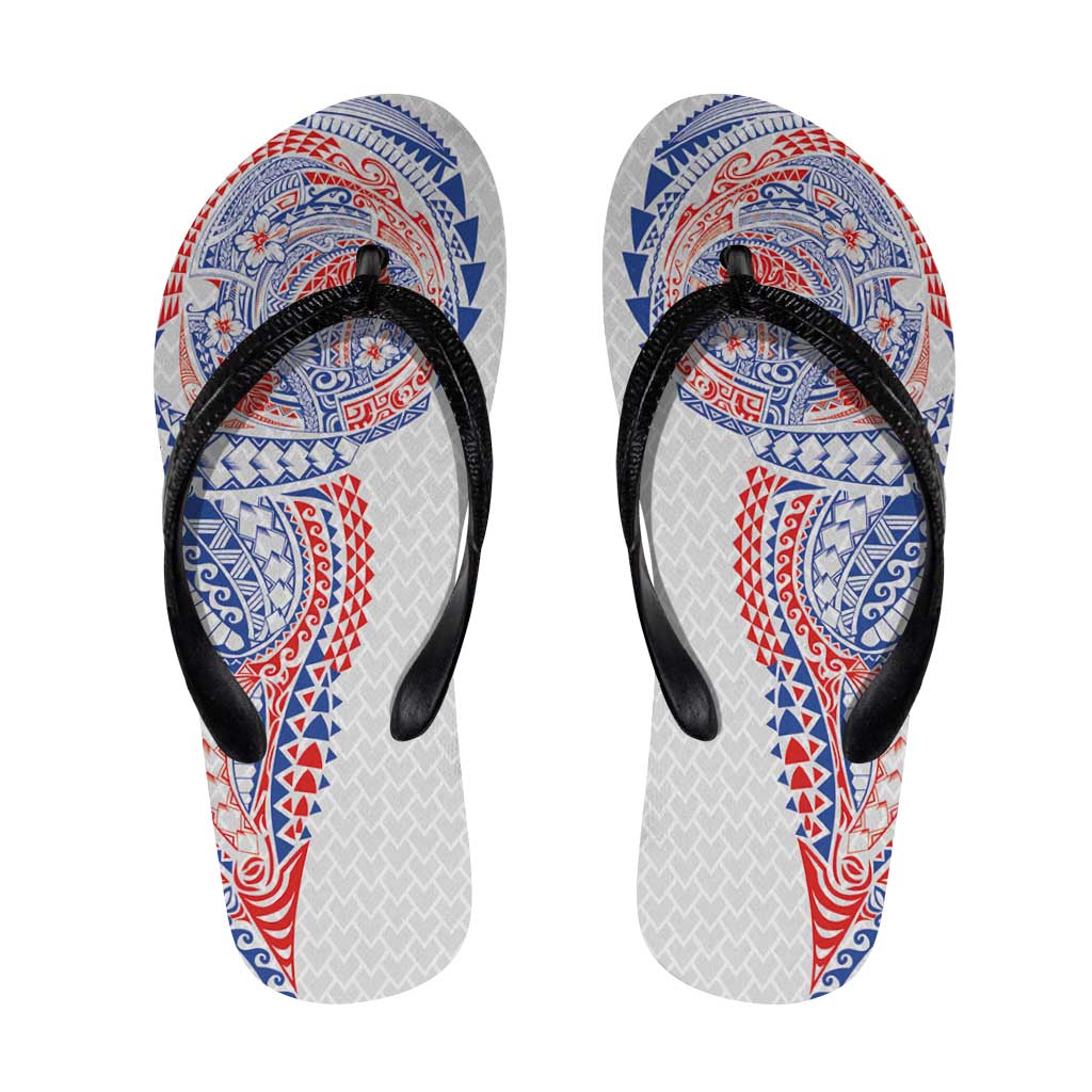 Hawaiian Traditional Tattoos Flip Flops Kakau Tribal Tropical Plant Motif Hawaii Flag Color Inspired LT03 Multicolor - Polynesian Pride