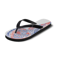 Hawaiian Traditional Tattoos Flip Flops Kakau Tribal Tropical Plant Motif Hawaii Flag Color Inspired LT03 - Polynesian Pride