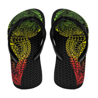 Hawaiian Traditional Tattoos Flip Flops Kakau Tribal Tropical Plant Motif Kanaka Maoli Flag Color Inspired LT03 - Polynesian Pride