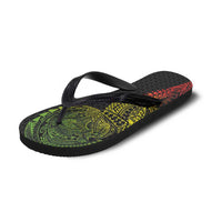 Hawaiian Traditional Tattoos Flip Flops Kakau Tribal Tropical Plant Motif Kanaka Maoli Flag Color Inspired LT03 - Polynesian Pride