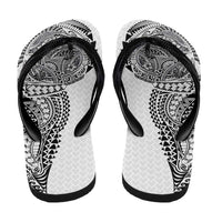 Hawaiian Traditional Tattoos Flip Flops Kakau Tribal Tropical Plant Motif White Color