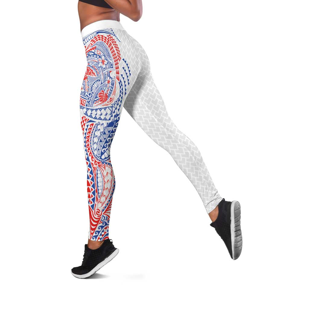 Hawaiian Traditional Tattoos Leggings Kakau Tribal Tropical Plant Motif Hawaii Flag Color Inspired LT03 Multicolor - Polynesian Pride