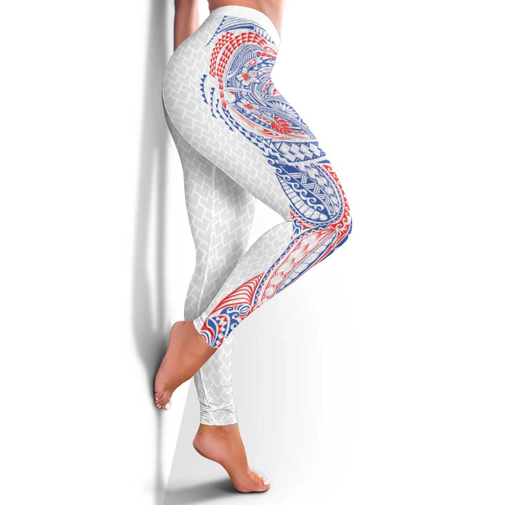Hawaiian Traditional Tattoos Leggings Kakau Tribal Tropical Plant Motif Hawaii Flag Color Inspired LT03 - Polynesian Pride