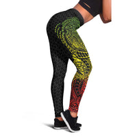 Hawaiian Traditional Tattoos Leggings Kakau Tribal Tropical Plant Motif Kanaka Maoli Flag Color Inspired LT03 - Polynesian Pride