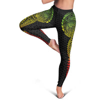Hawaiian Traditional Tattoos Leggings Kakau Tribal Tropical Plant Motif Kanaka Maoli Flag Color Inspired LT03 - Polynesian Pride