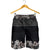 Hawaiian Tropical Flowers and Tribal Polynesian Tattoo Shorts for Men Grayscale Mode - Polynesian Pride
