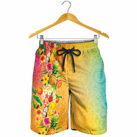Hawaiian Tropical Fruits and Plants Shorts for Men Kakau Pattern Summer Vibe