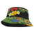 Hawaiian Tropical Plants and Chameleon Bucket Hat Polynesian Art Colorful - Polynesian Pride