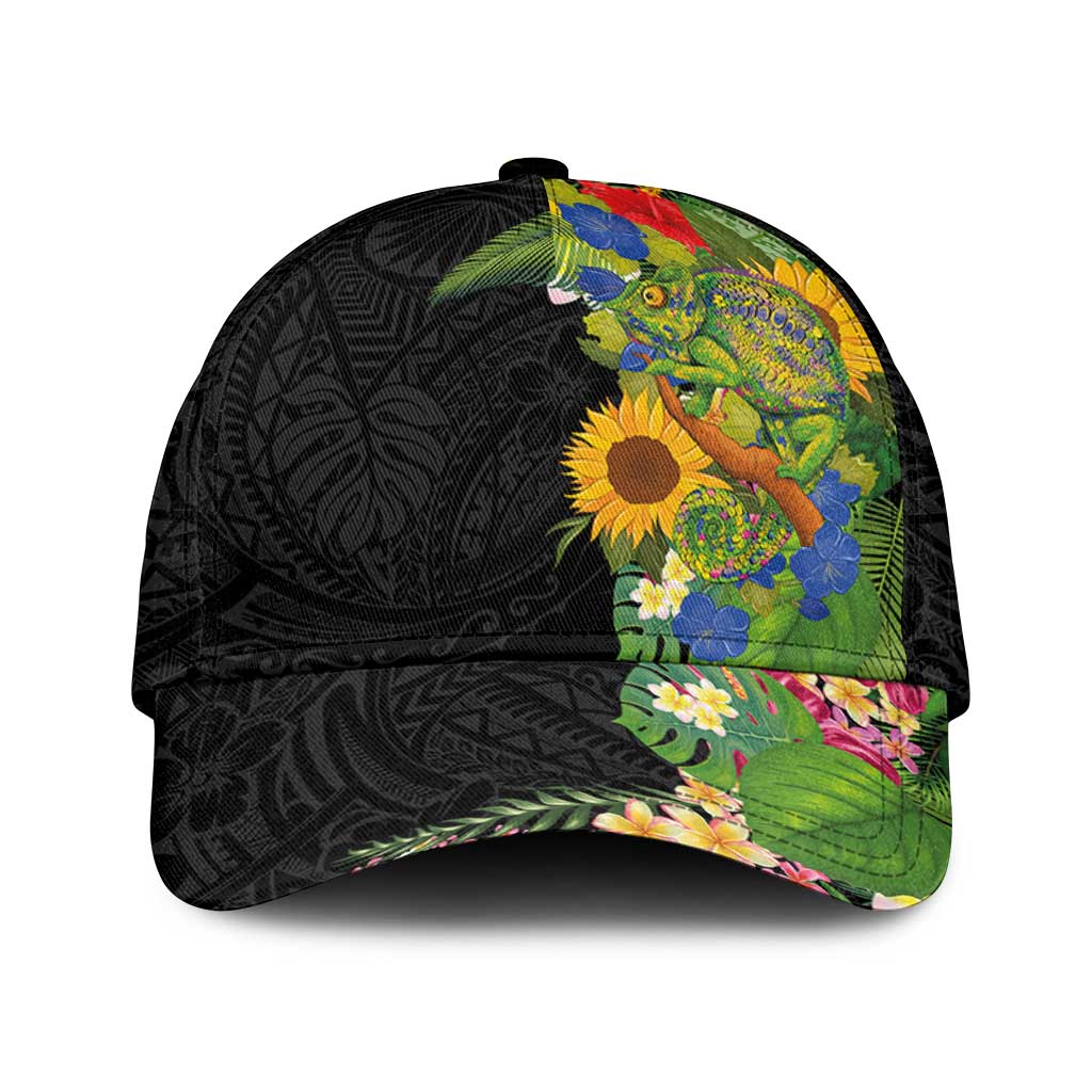 Hawaiian Tropical Plants and Chameleon Classic Cap Polynesian Art Colorful LT03