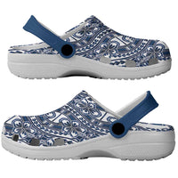 Hibiscus Bloom Island Tribal Waves Clogs Shoes Blue Polynesian Pattern LT01 - Polynesian Pride