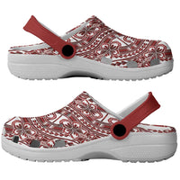 Hibiscus Bloom Island Tribal Waves Clogs Shoes Red Polynesian Pattern LT01 - Polynesian Pride