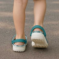 Hibiscus Bloom Island Tribal Waves Clogs Shoes Teal Polynesian Pattern LT01 - Polynesian Pride