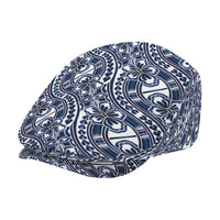 Hibiscus Bloom Island Tribal Waves Jeff Hat Blue Polynesian Pattern LT01 - Polynesian Pride