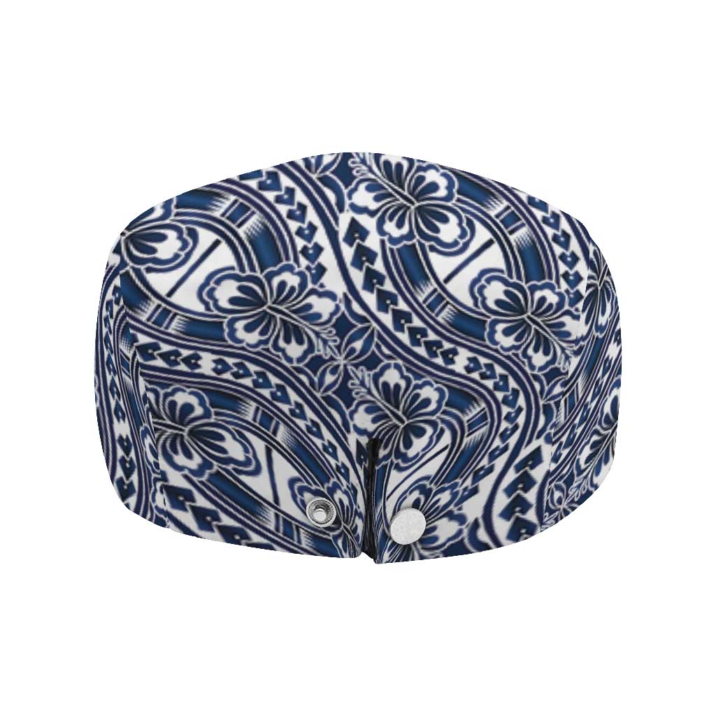 Hibiscus Bloom Island Tribal Waves Jeff Hat Blue Polynesian Pattern LT01 - Polynesian Pride