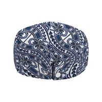 Hibiscus Bloom Island Tribal Waves Jeff Hat Blue Polynesian Pattern LT01 - Polynesian Pride